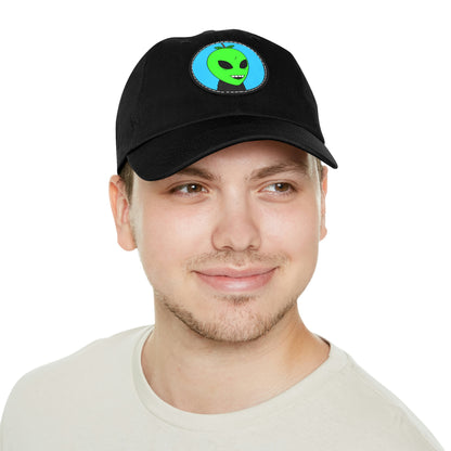 Green Apple Chipped tooth Visitor Smiling Dad Hat with Leather Patch (Round)