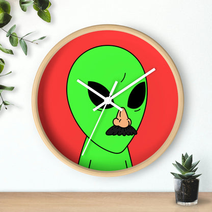 Green Visitor Alien Disguised Fake Nose Wall clock