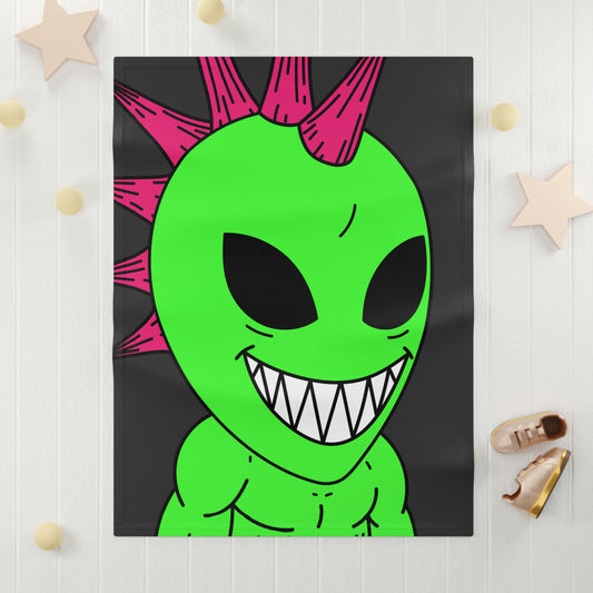 Spiked Pink Hair Muscle Alien Visitor Soft Fleece Baby Blanket
