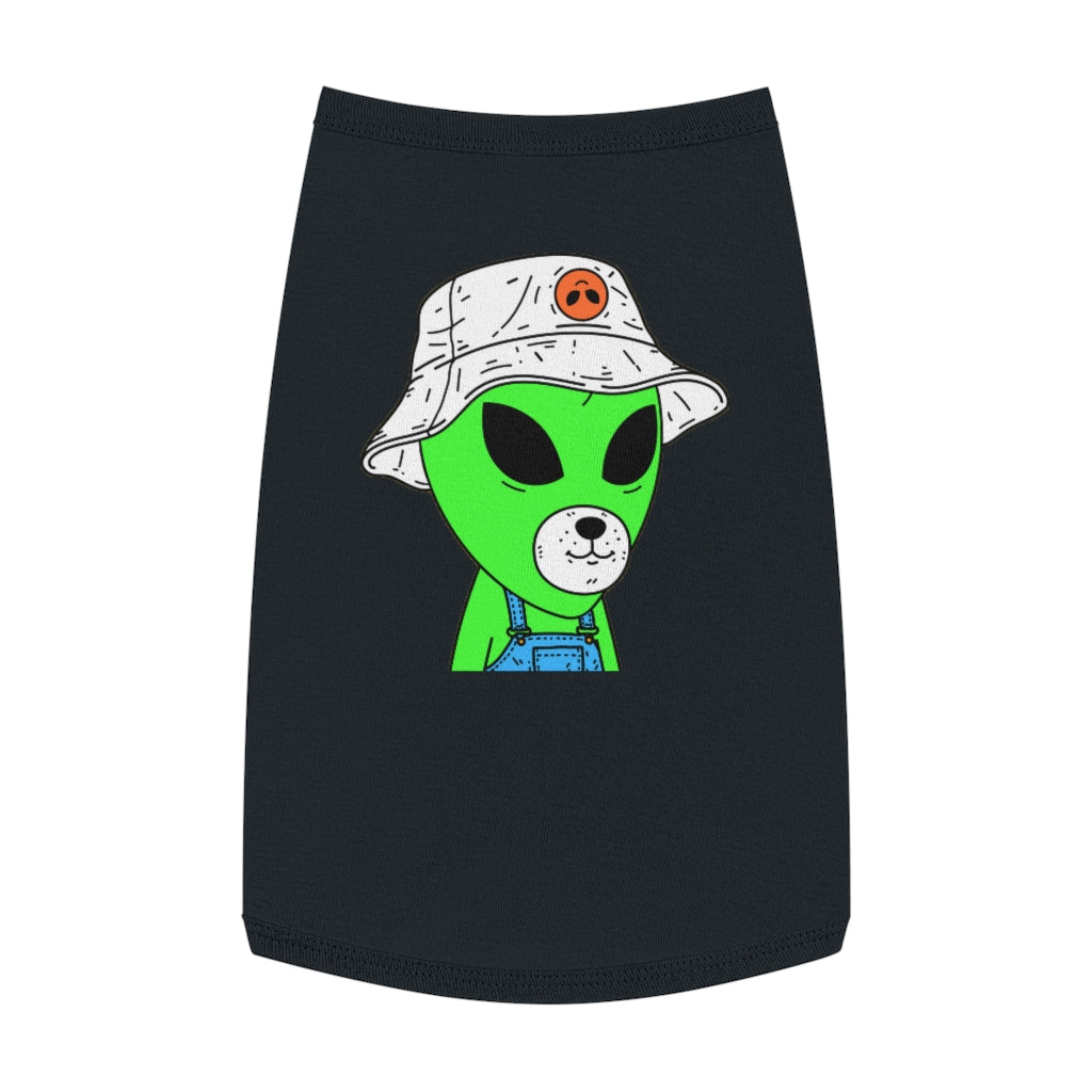 Green Dog Face Visitor Alien Hat Farmer Trousers Pet Tank Top - Visitor751