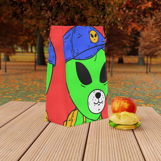 White Dog Bear Mouth Alien Green Visitor Yellow Backpack Blue Visi Hat Polyester Lunch Bag