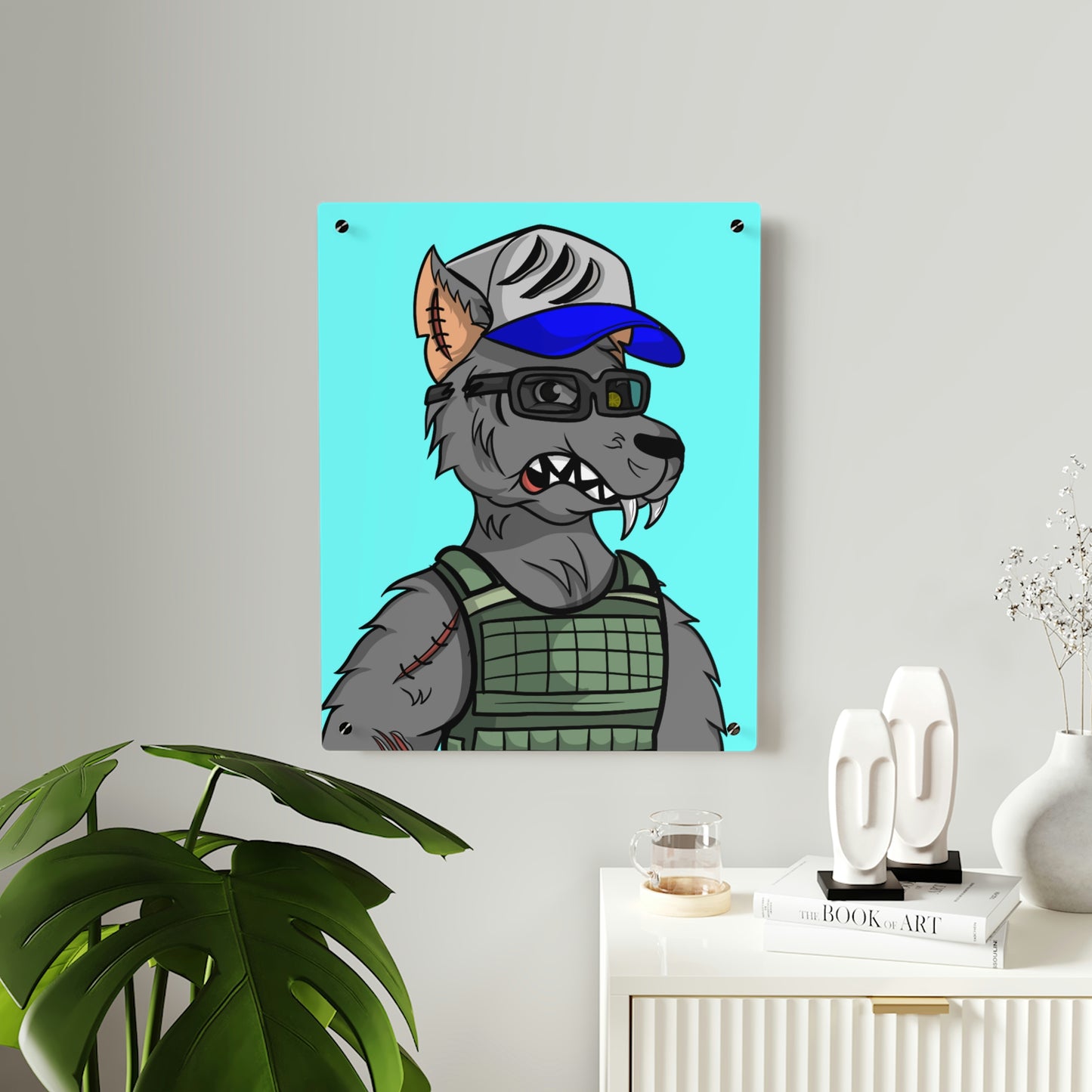 Army Vest Werewolve Cyborg Wolf Acrylic Wall Art Panels