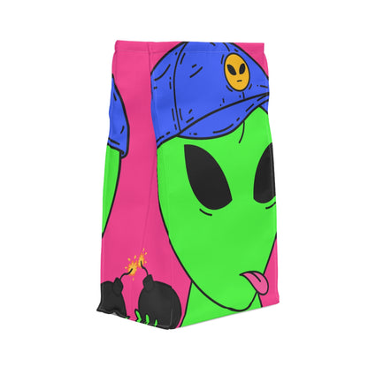 Green Alien Bomb Wield Hand Blue Visi Hat Visitor Polyester Lunch Bag