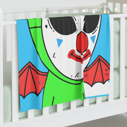 Clown Visitor Green Alien w/ Devil Wings Baby Swaddle Blanket