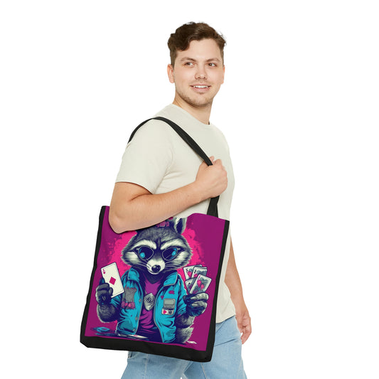 Raccoon Poker Card Player Furry Champion Tote Bag (AOP)