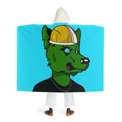 Cyborg Wolve Green Fur Black T Shirt Gold Miner Mining Mine Helmet Blue Bionic Eye Hooded Sherpa Fleece Blanket