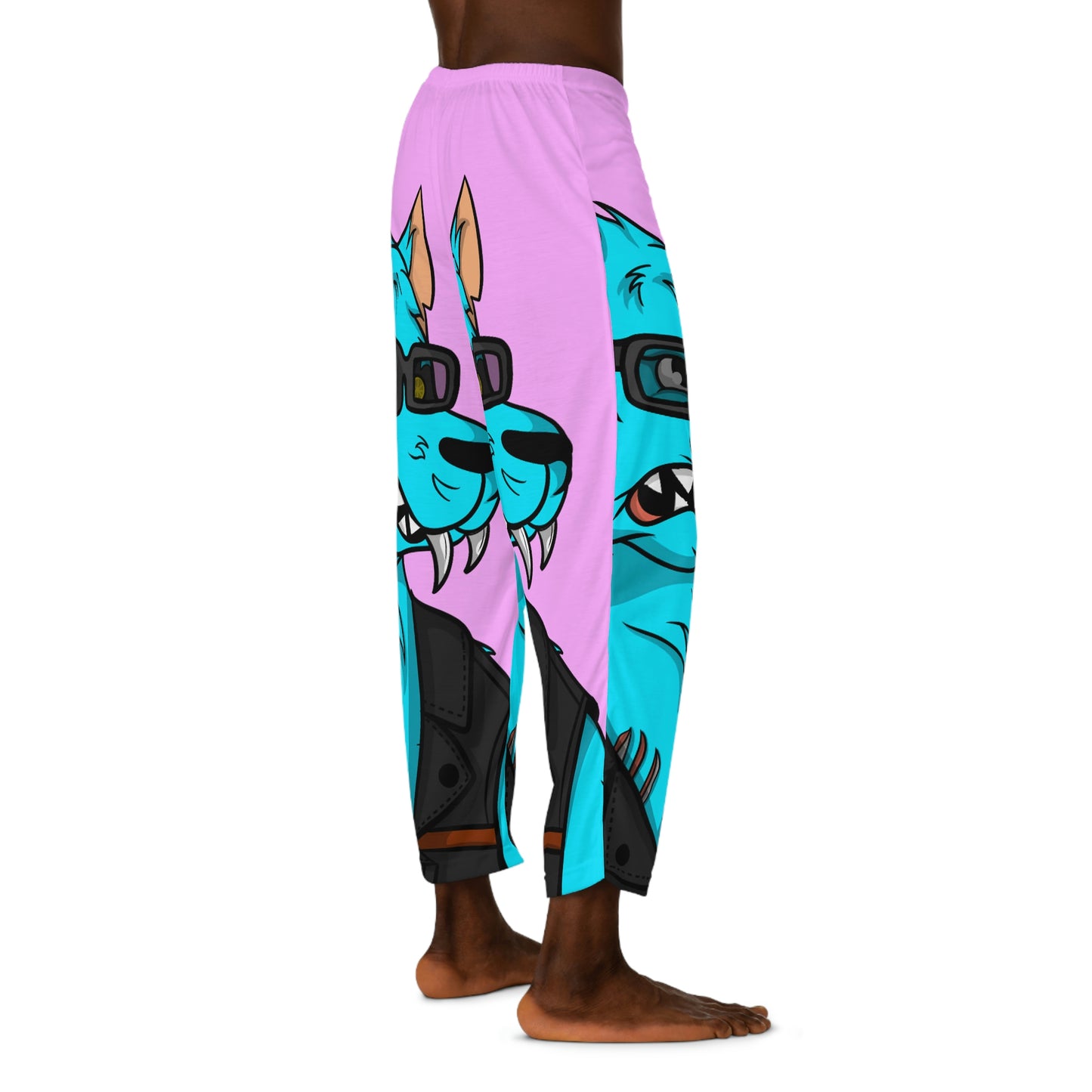 Wolve Aqua Water Blue Wolf Cyborg Men's Pajama Pants (AOP)