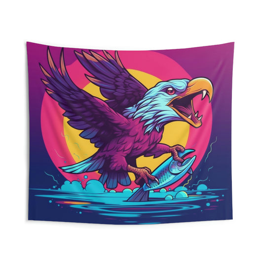 American Bald Eagle USA Fish Catch Dinner Graphic Indoor Wall Tapestries