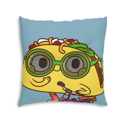 Bike Ride Scooter Taco Tufted Floor Pillow, Square