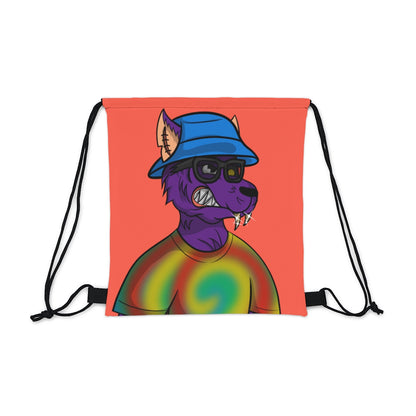 Wolf Cyborg Tie Dye Swirl Shirt Fange Teeth Sombrero de cubo azul Piel morada al aire libre Mochila saco