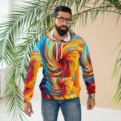 Arte abstracto arremolinado vibrante: sudadera con capucha unisex única y colorida (AOP) 