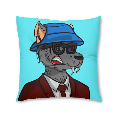 Maroon Business Wolf Cyborg Tufted Floor Pillow, Square