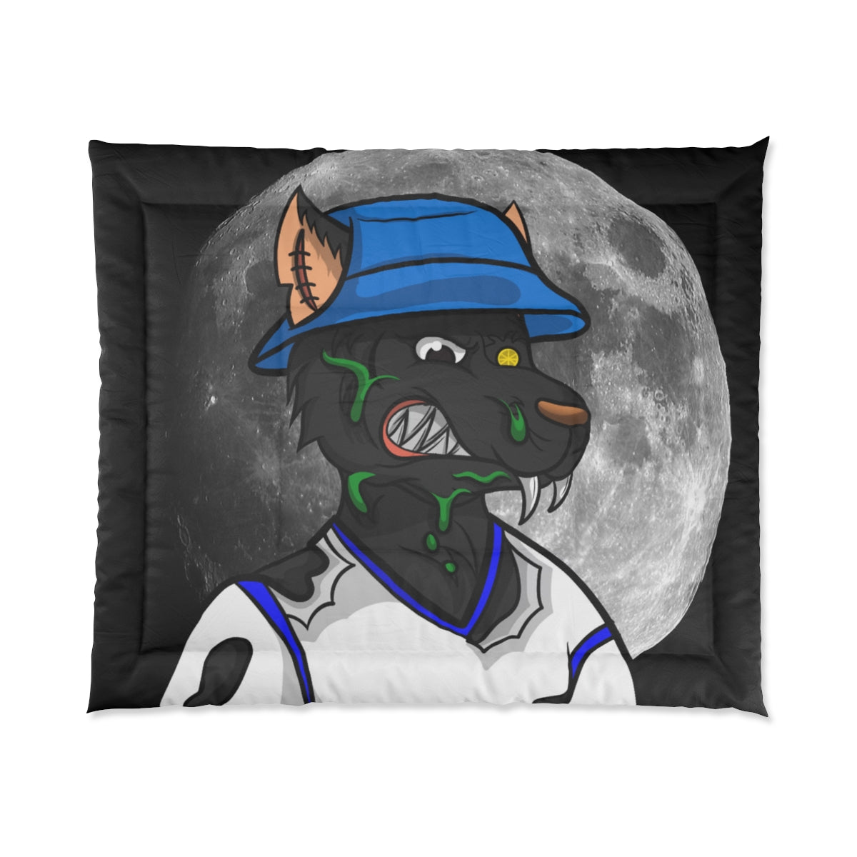 Black Wolf Full Moon Cyborg Werewolve Comforter