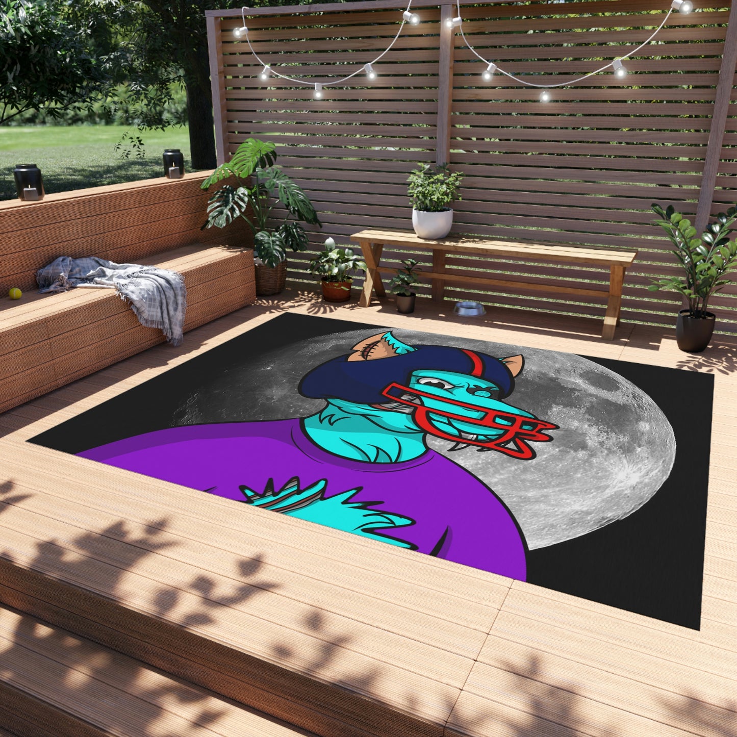 Foot Ball Full Moon American Werewolve Wolf Cyborg Outdoor Rug