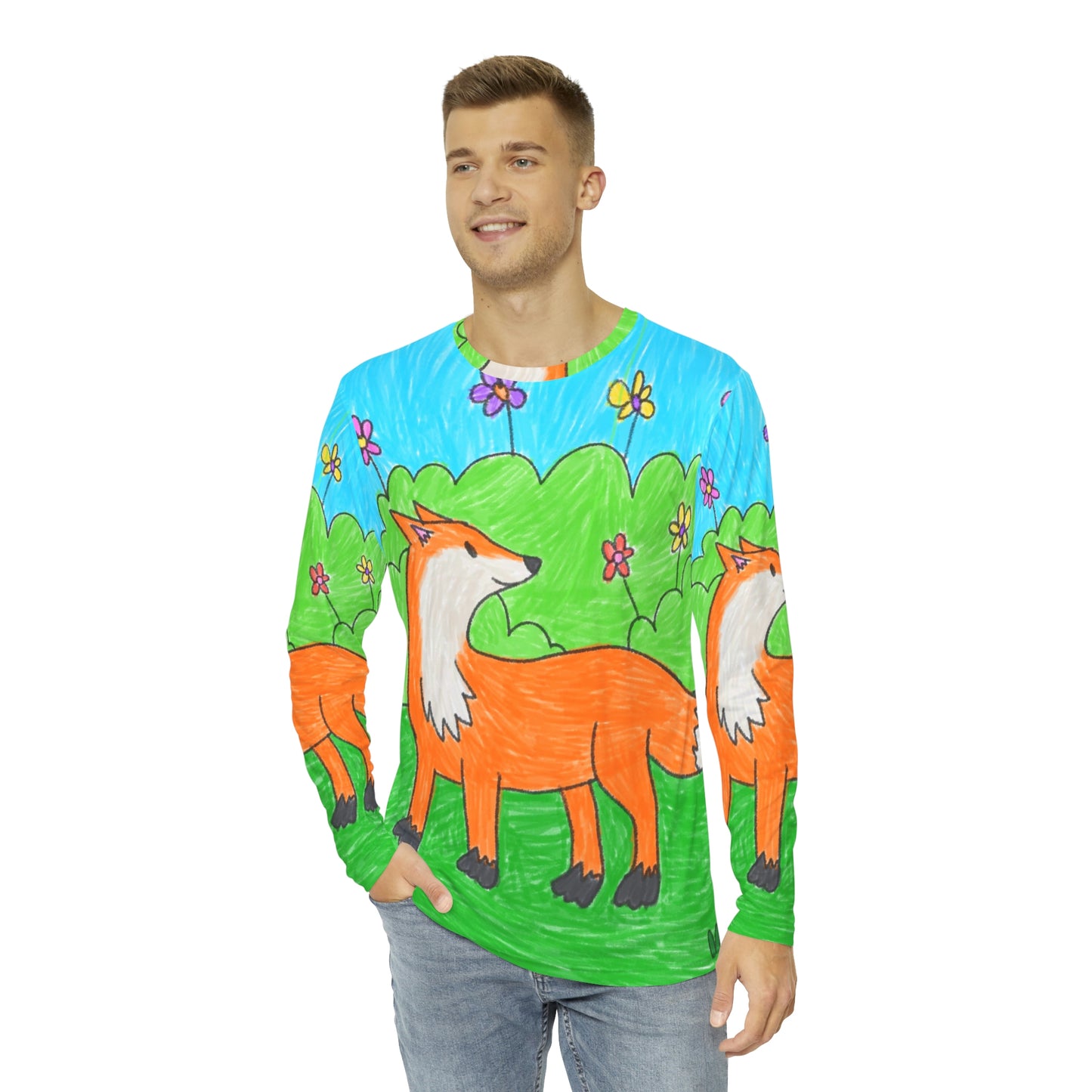 Fox Woodland Animal Foxy Men's Long Sleeve AOP Shirt