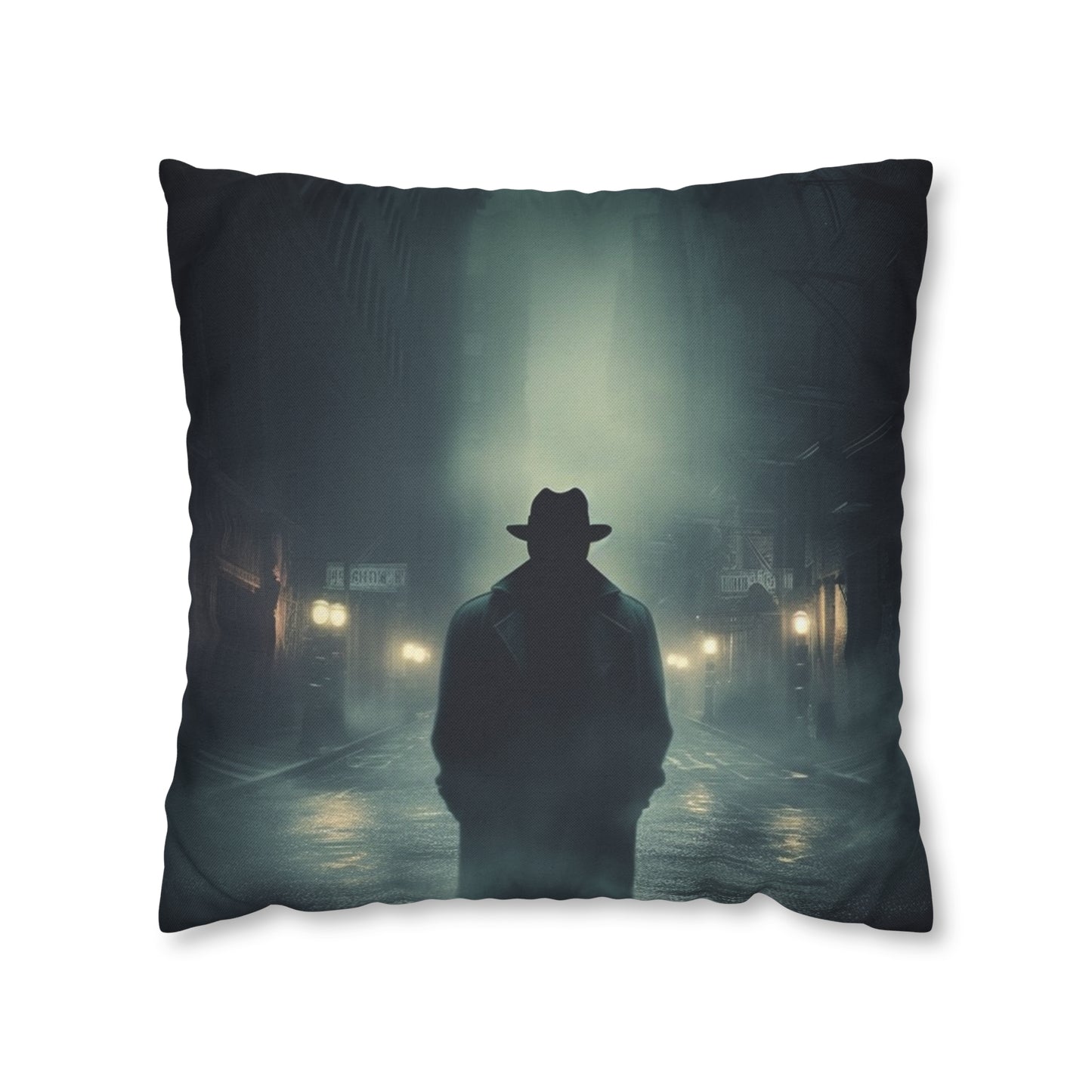 Mystery Detective Alley - Noir Book Cover Artwork Spun Polyester Square Pillow Case