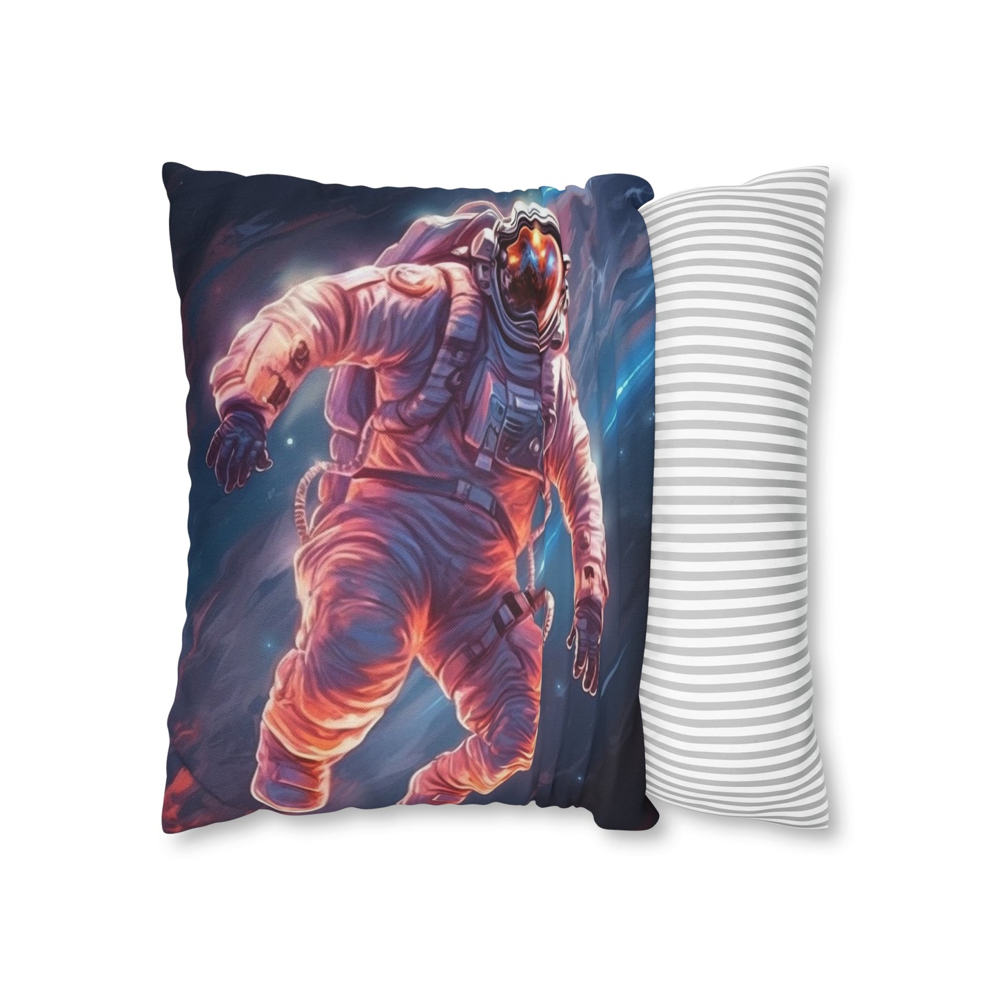 Astronaut Outer Space - Galaxy Starfield Art Spun Polyester Square Pillow Case