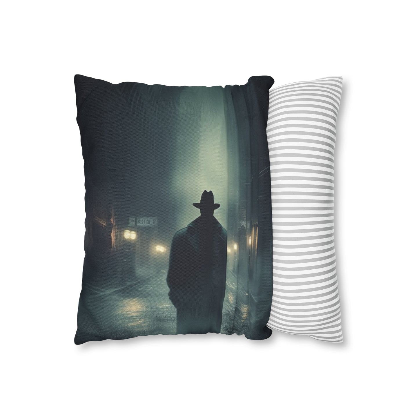 Mystery Detective Alley - Noir Book Cover Artwork Spun Polyester Square Pillow Case