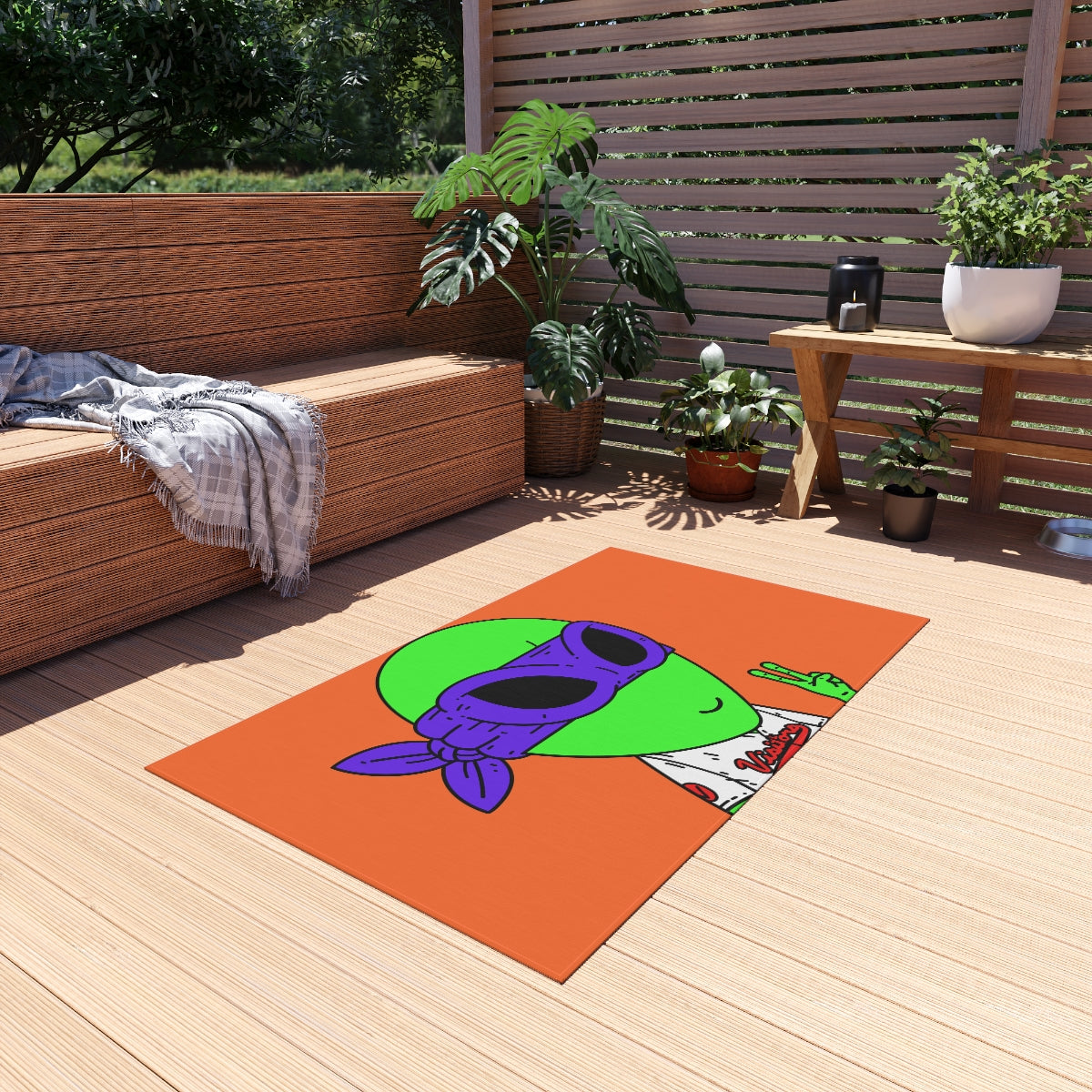 Purple Ninja Peace Visitor Jersey Alien Outdoor Rug