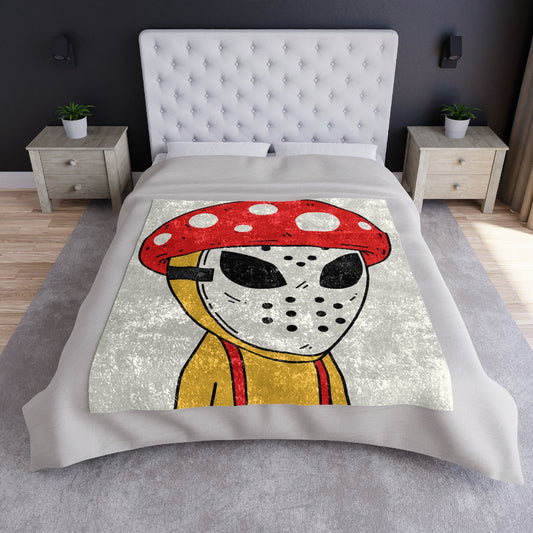 Alien White Hockey Mask Crushed Velvet Blanket