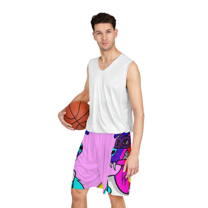 Werewolve Tiedye Rainbow Wolf Basketball Shorts