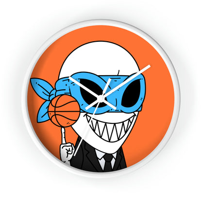 Alien BBall Sport Ninja Mask Orange Basketball Wall clock