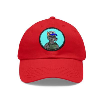 Army Wolf Dad Hat with Leather Patch (Round)