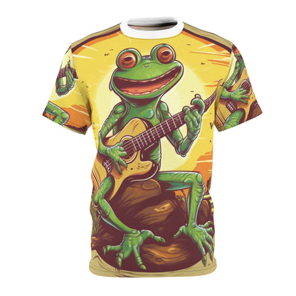 Swamp Frog Acoustic Guitar Player Outdoor Unisex Cut & Sew Tee (AOP)