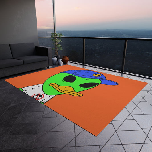 Anti Human Duck Visitor Green Alien Outdoor Rug