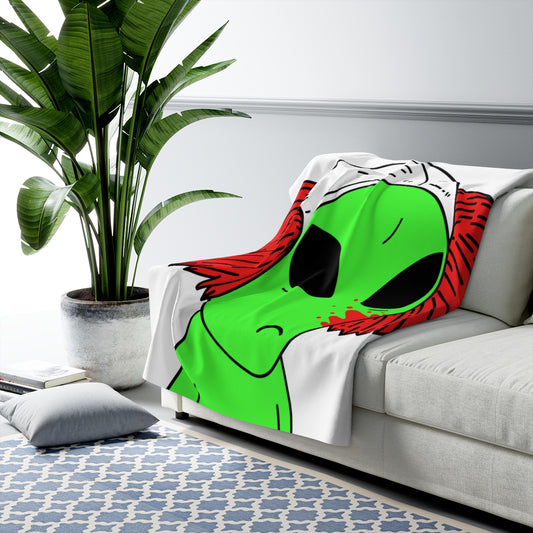 Alien Sad Clown Visitor Sherpa Fleece Blanket