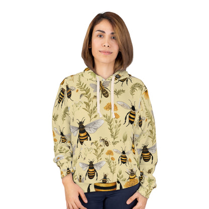 Whimsical Bees & Honeycombs Nature-Friendly Pattern Design Unisex Pullover Hoodie (AOP)