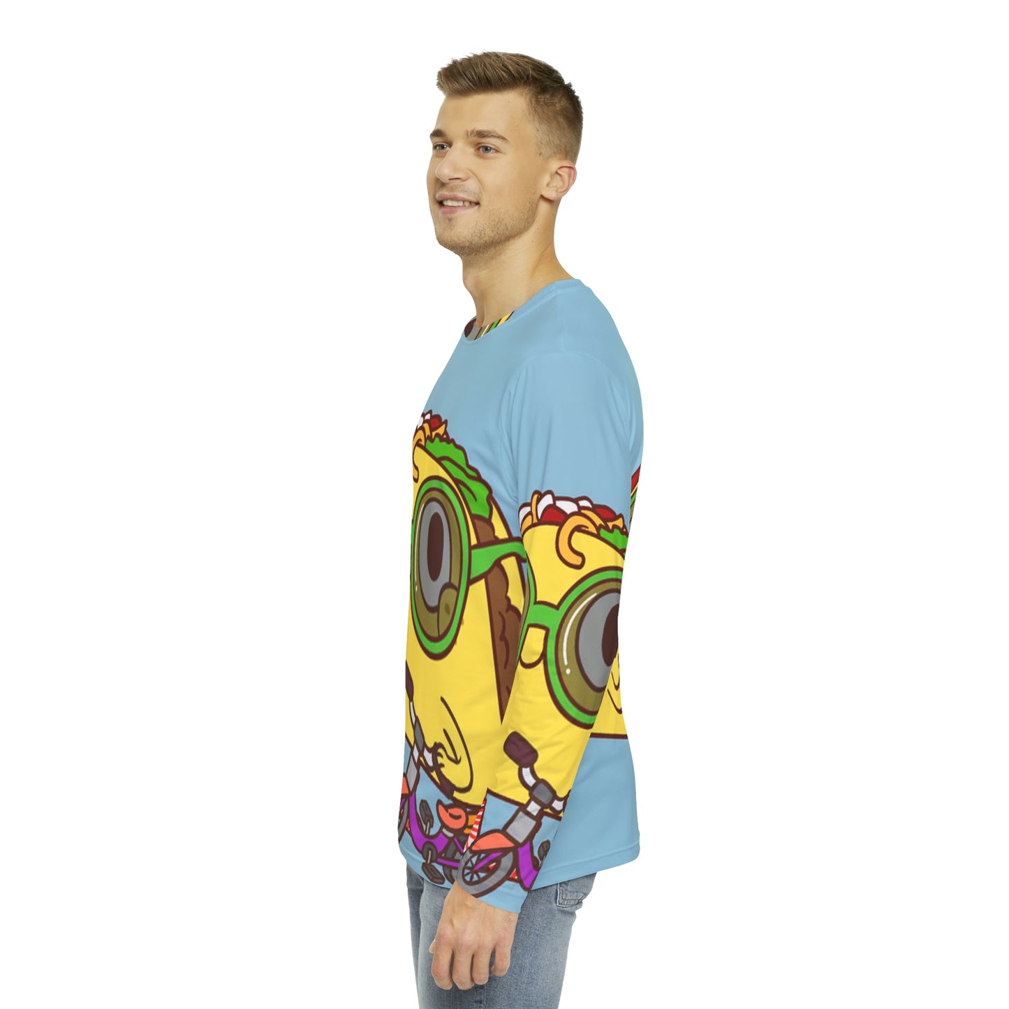 Bicycle Bike Rider Digital Taco Men's Long Sleeve AOP Shirt