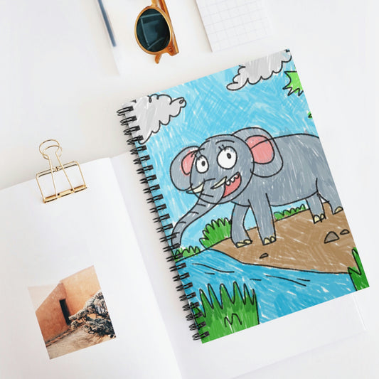 Elefante Elephant King Safari Animal Spiral Notebook - Ruled Line