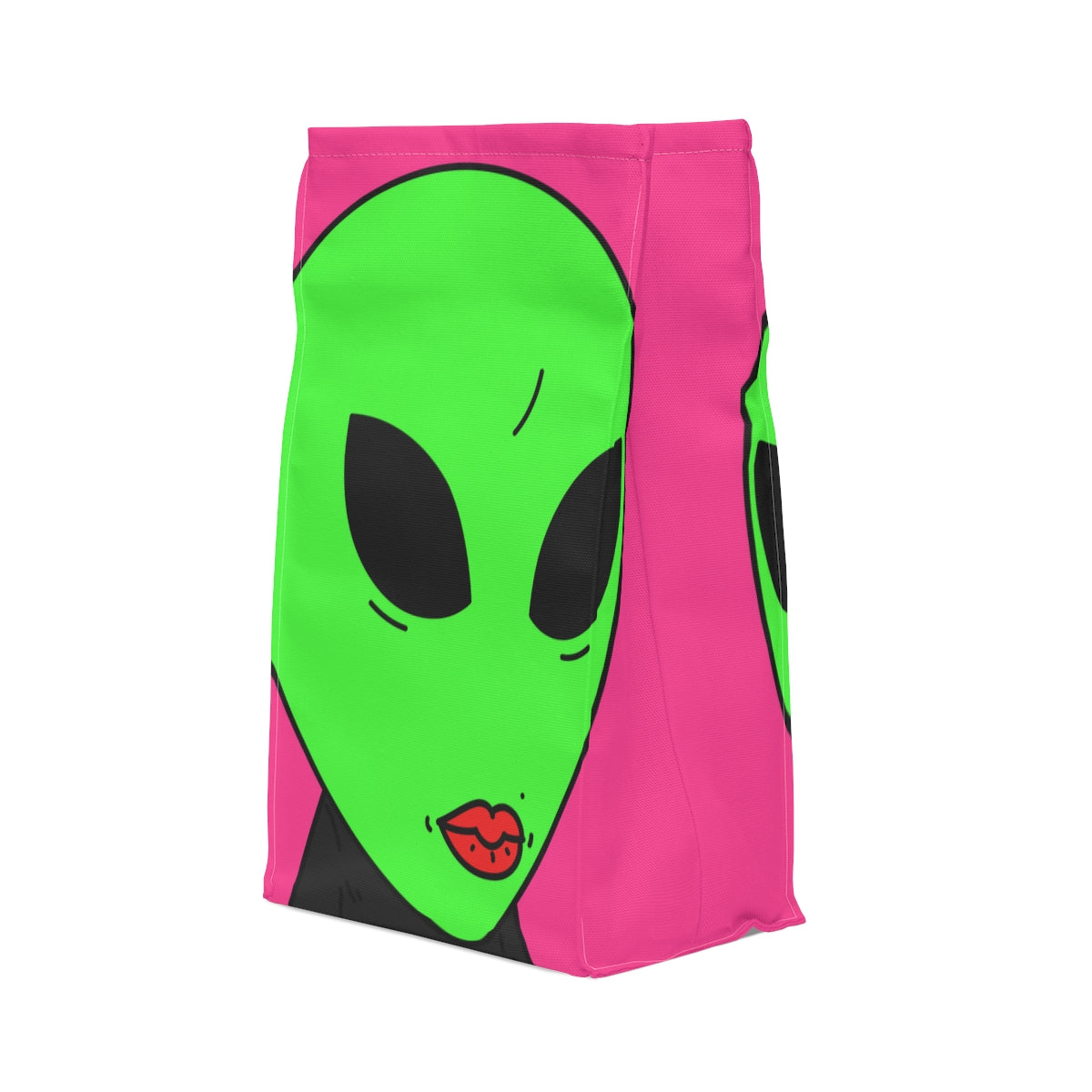 8 Ball Green Alien Lipstick Visitor Pool Player Game Polyester Lunch Bag