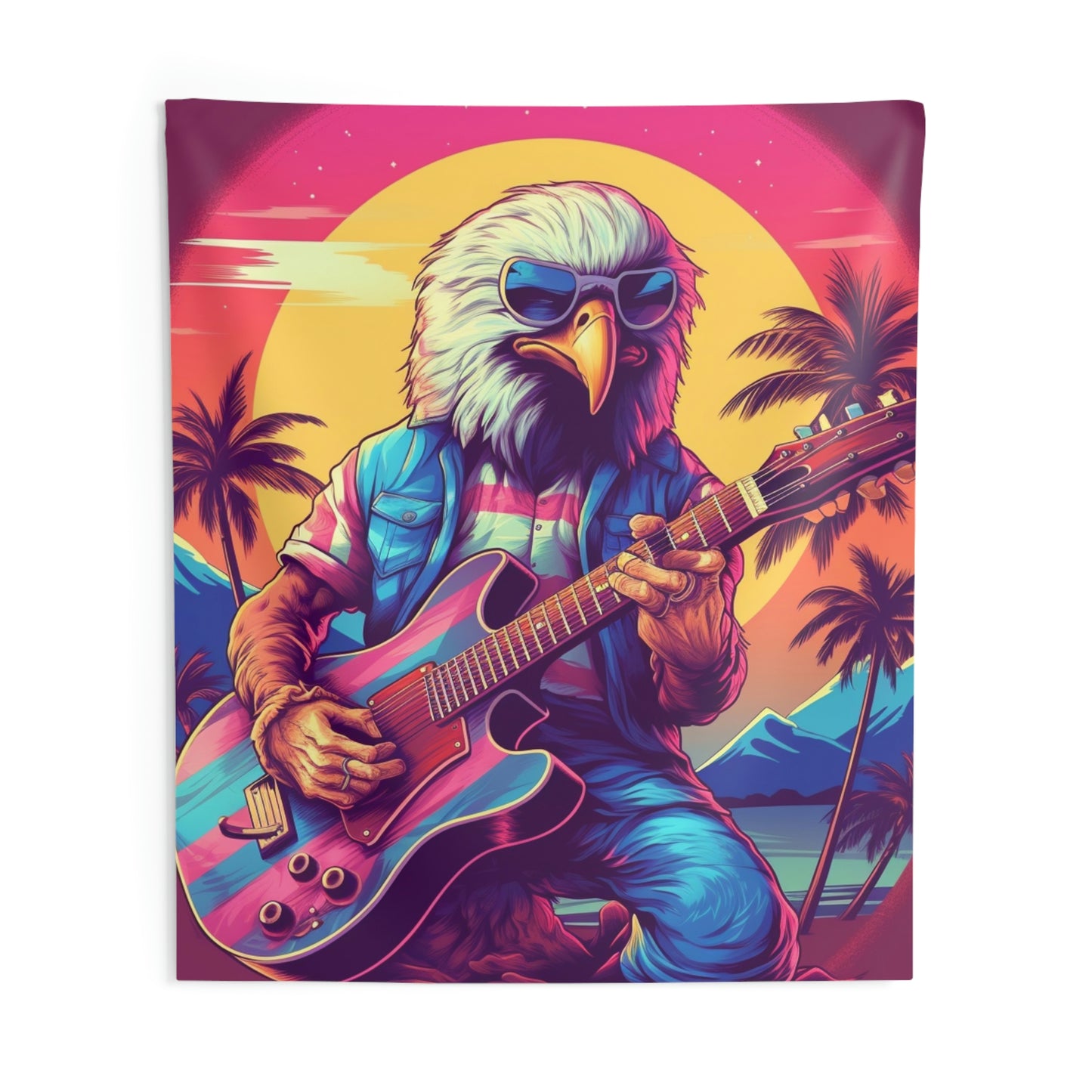 Patriotic Bald Eagle Guitarist USA Band Design Indoor Wall Tapestries