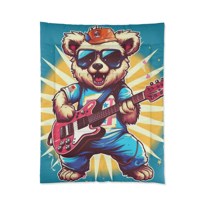 Bear Guitarist Music Guitar Player Animal Graphic Comforter