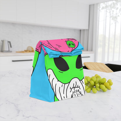 Bearded Green Visitor Pink Alien Hat Cartoon Comic Polyester Lunch Bag