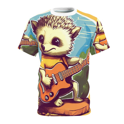 Hedgehog Guitar Band Musician Furry Cute Graphic Unisex Cut & Sew Tee (AOP)