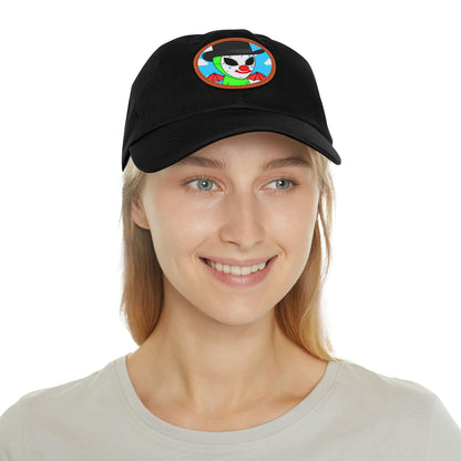 Clown Visitor Green Alien w/ Devil Wings Dad Hat with Leather Patch (Round)