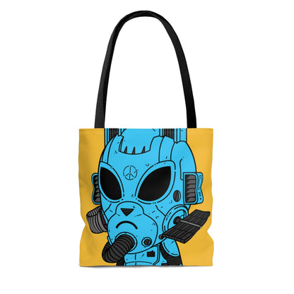 Blindado Azul Paz Futuro Alien Cyborg Máquina Visitante AOP Bolsa de tela 