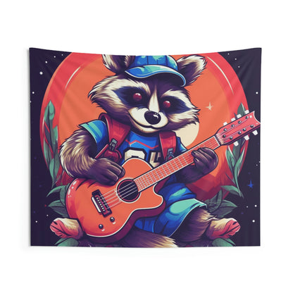 Acoustic Guitar Raccoon - Furry Animal Musician Decor Indoor Wall Tapestries