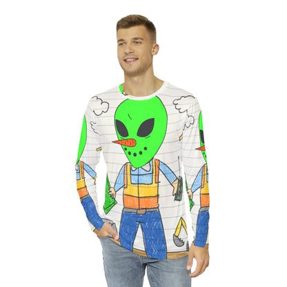 Construction Builder Building Alien Veggie Visi Vegetable Visitor Men's Long Sleeve AOP Shirt