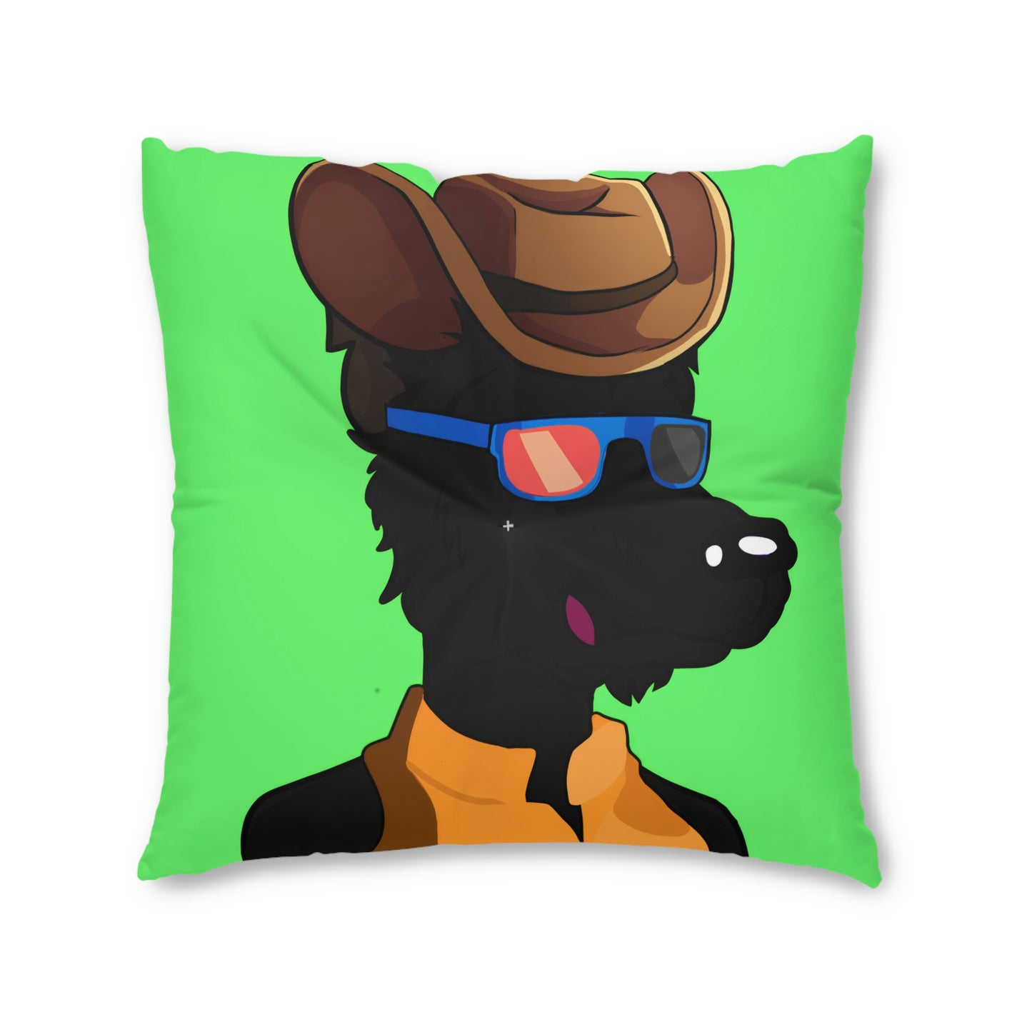Cowgirl Wolf Cyborg Wolve Tufted Floor Pillow, Square