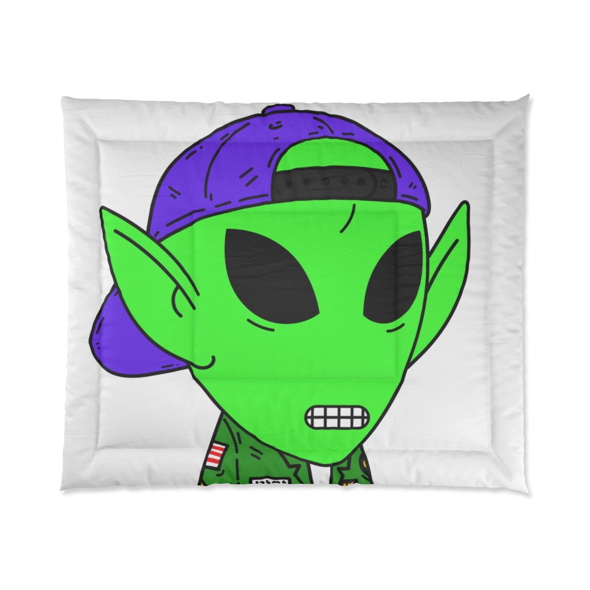 Green Military Army Jacket pointy ear Visitor Alien Bed Comforter