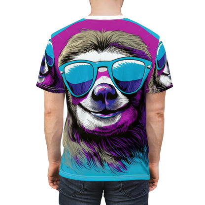 Galactic Sloth Retro-Inspired Animal Unisex Cut & Sew Tee (AOP)