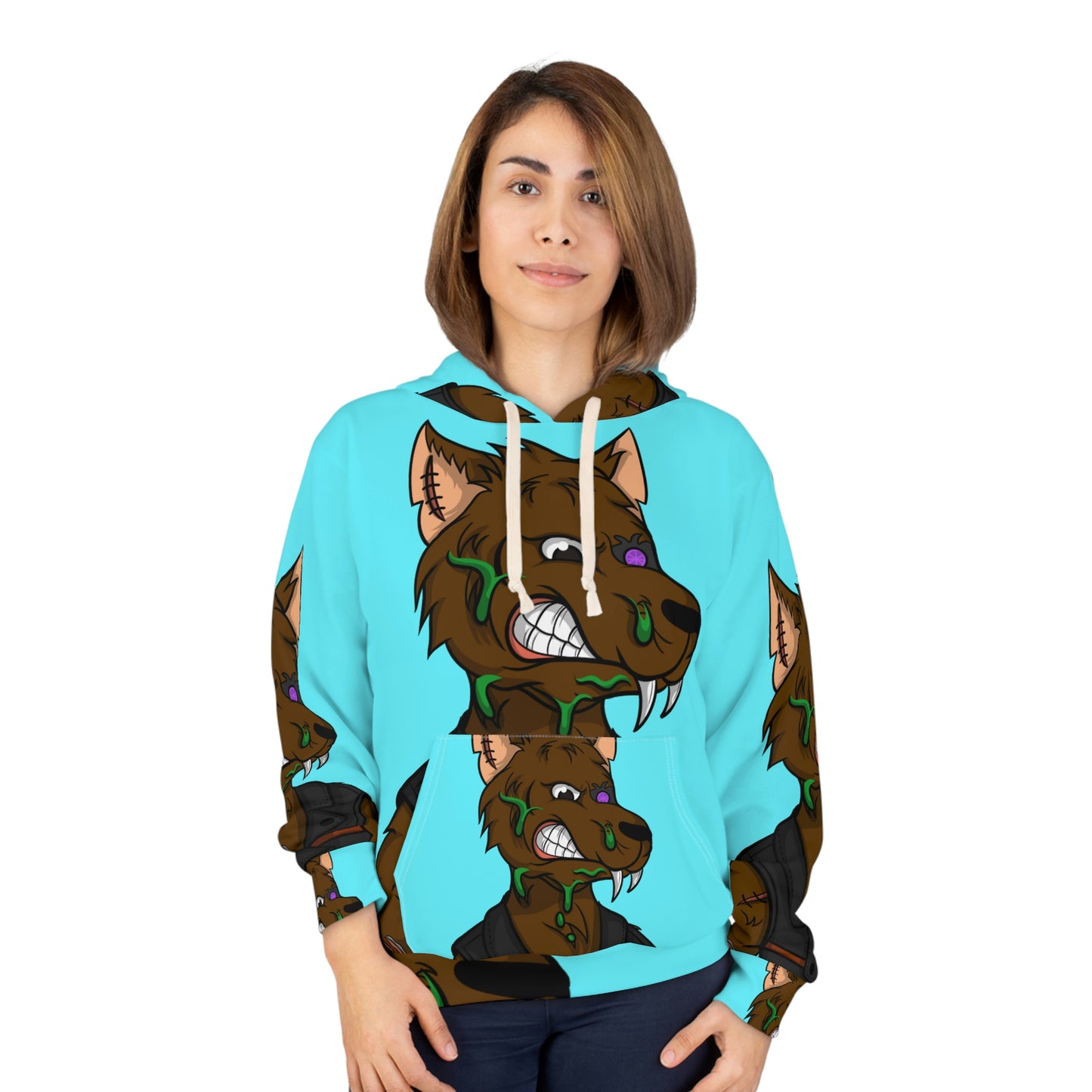 Street Biker Sludge Wolf AOP Unisex Pullover Hoodie