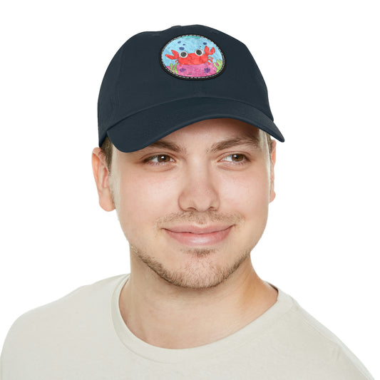 Lobster Crab Graphic Sea Lovers Dad Hat with Leather Patch (Round)
