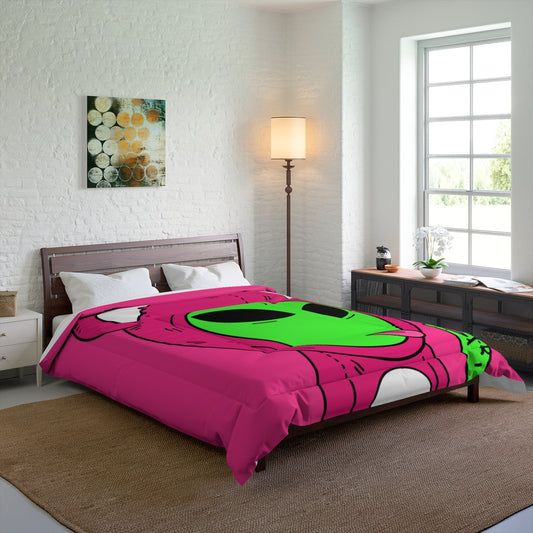 Pink Bear Green Peace Hand Tongue Visitor Alien Bed Comforter