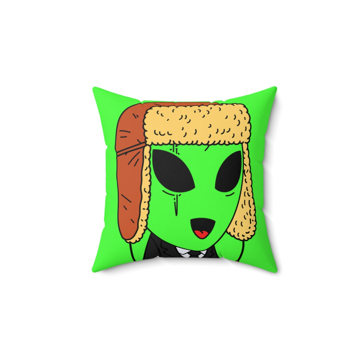 Trapper Hat Scar Eye Green Business Visitor Alien Spun Polyester Square Pillow