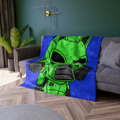 Armored Green Future Alien Cyborg Machine Visitor Crushed Velvet Blanket - Visitor751